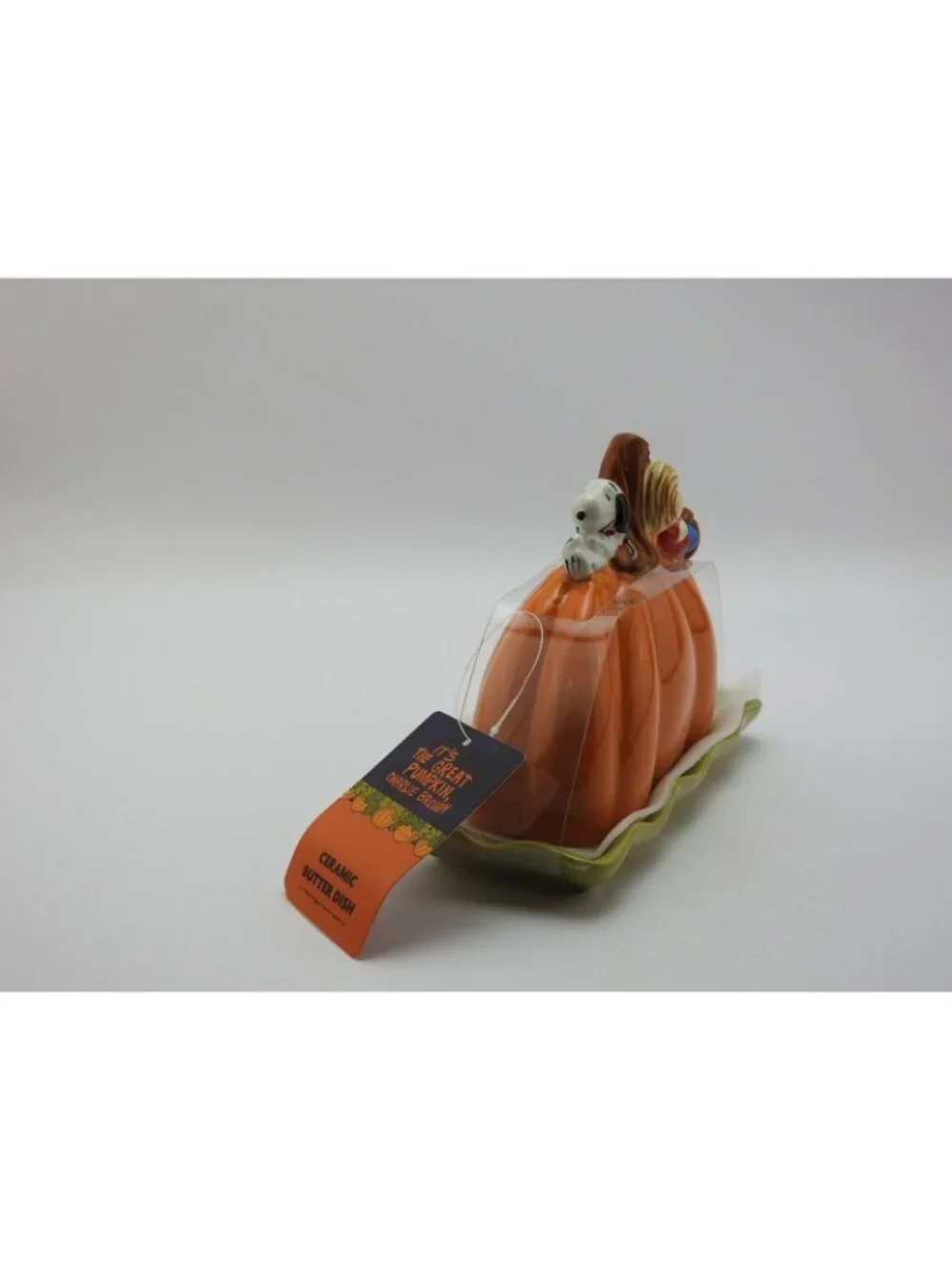 Peanuts Great Pumpkin Charlie Brown Snoopy Linus Ceramic Butter Dish New